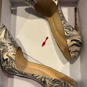 Christian Louboutin Marble Patterned Heels - Cream and Black